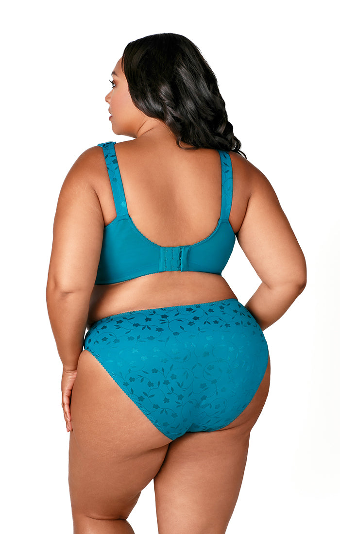 Elila Women’s Plus Size Super Curves Jacquard Panty, Medium Coverage Brief, Style 3405 Emerald Green