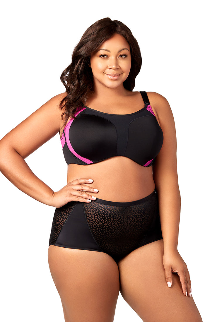 Elila Molded and Lace Underwire Bra - Black - Curvy