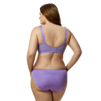 Elila Women's Plus Size Super Curves Jacquard Softcup Bra, Full Coverage Wire-Free Firm Support, Style 1305 Lilac