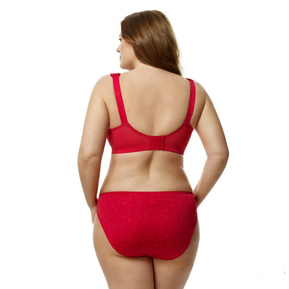 Elila Women's Plus Size Super Curves Jacquard Softcup Bra, Full Coverage Wire-Free Firm Support, Style 1305 Red