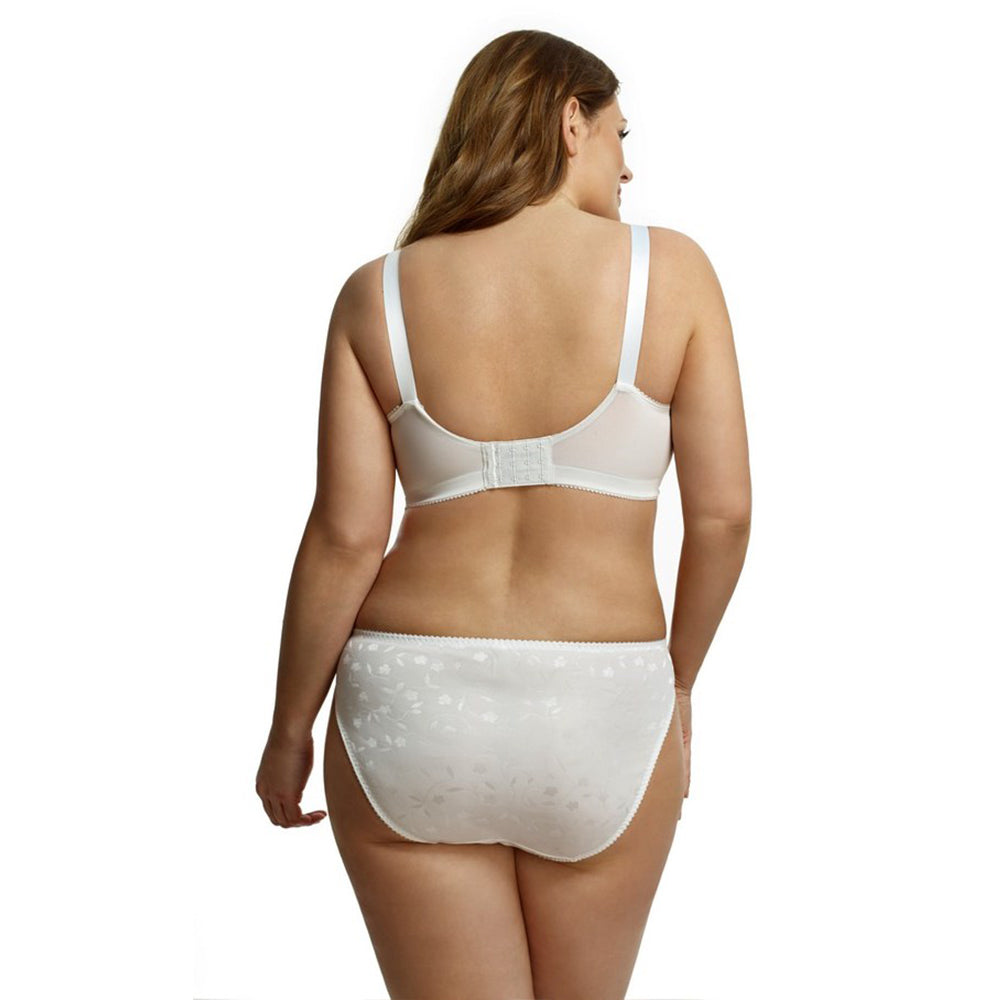 Elila Women's Plus Size Super Curves Jacquard Softcup Bra, Full Coverage Wire-Free Firm Support, Style 1305 White