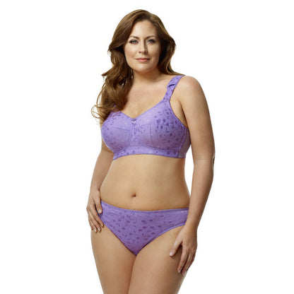 Elila Women's Plus Size Super Curves Jacquard Softcup Bra, Full Coverage Wire-Free Firm Support, Style 1305 Lilac